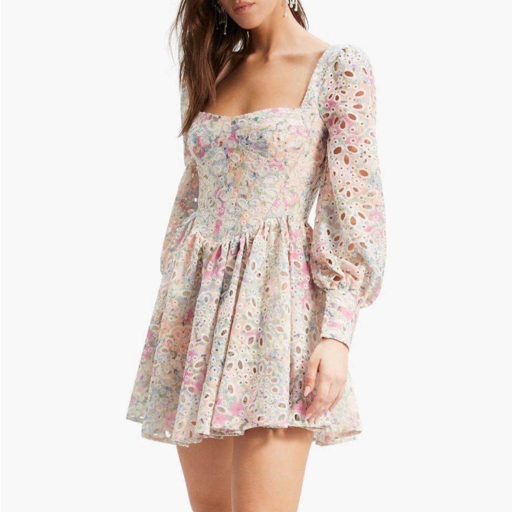 Bardot Floral Lace Mini Dress